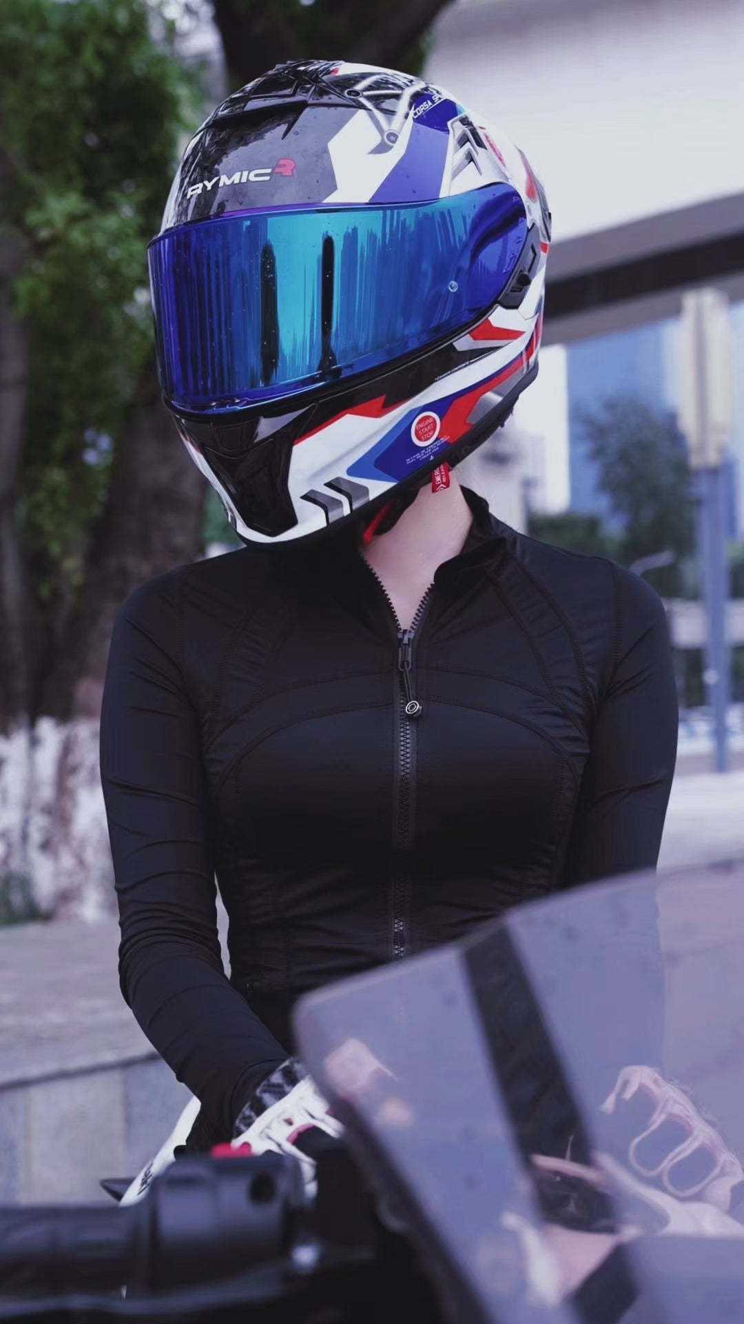 Load video: Video overview of the RYMIC S-GT red &amp; black carbon fiber helmet.
